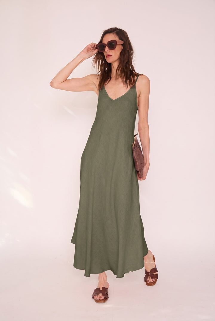 Vestido Amalia verde militar