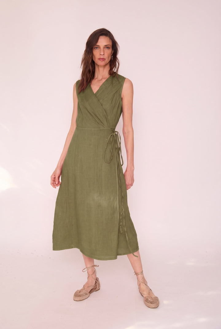 Vestido Begonia verde militar