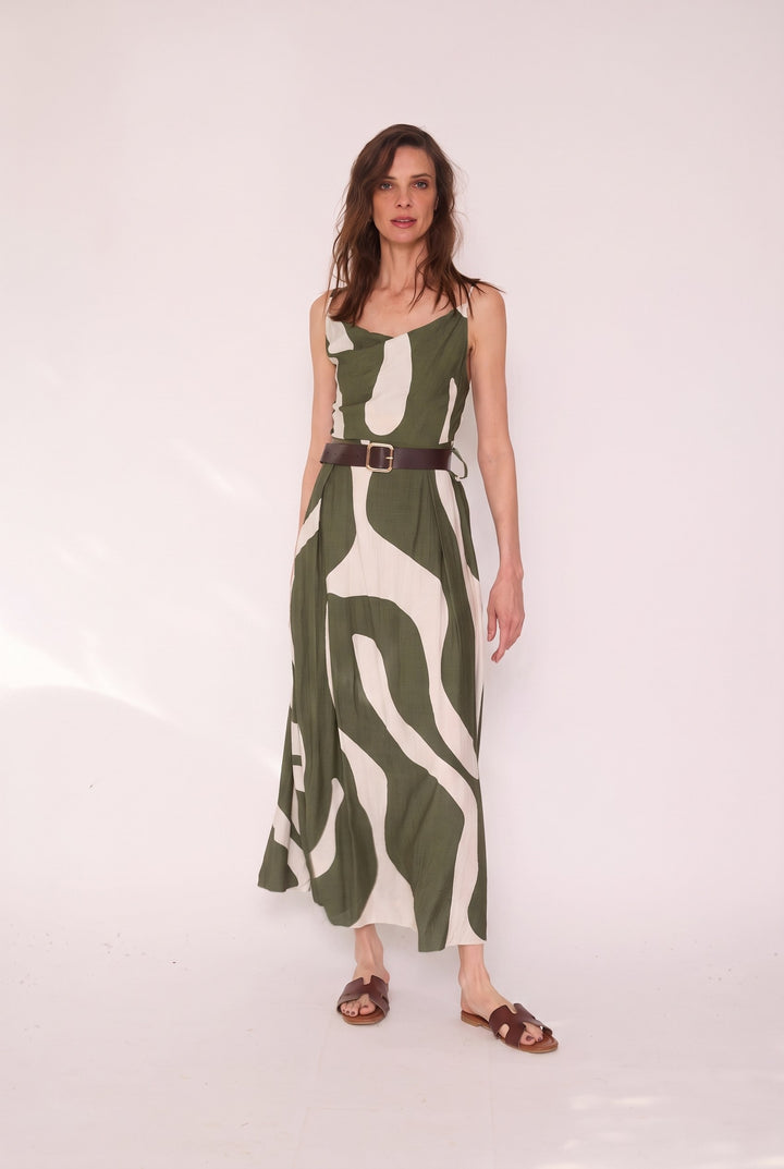 Vestido Consuelo verde militar