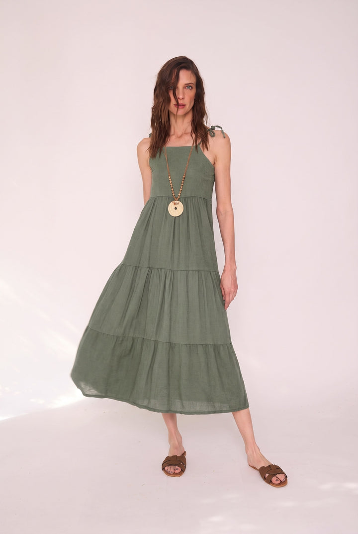 Vestido Emma verde militar