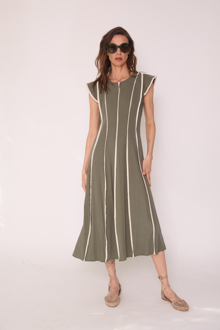 Vestido Flora verde militar