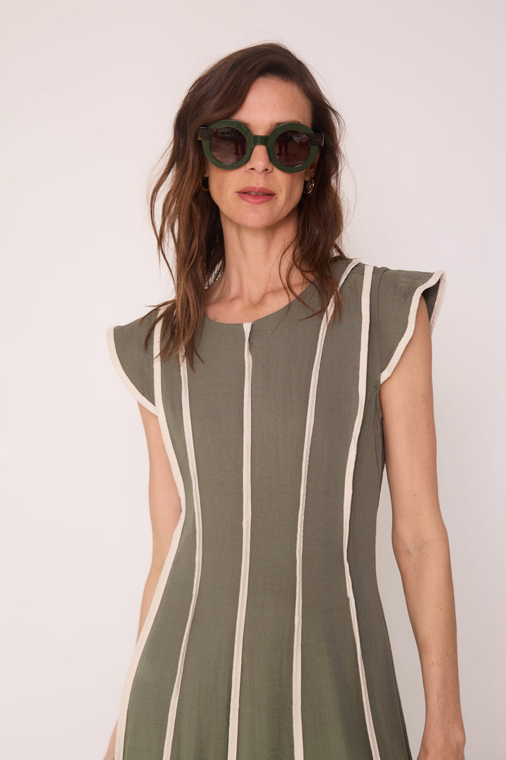 Vestido Flora verde militar