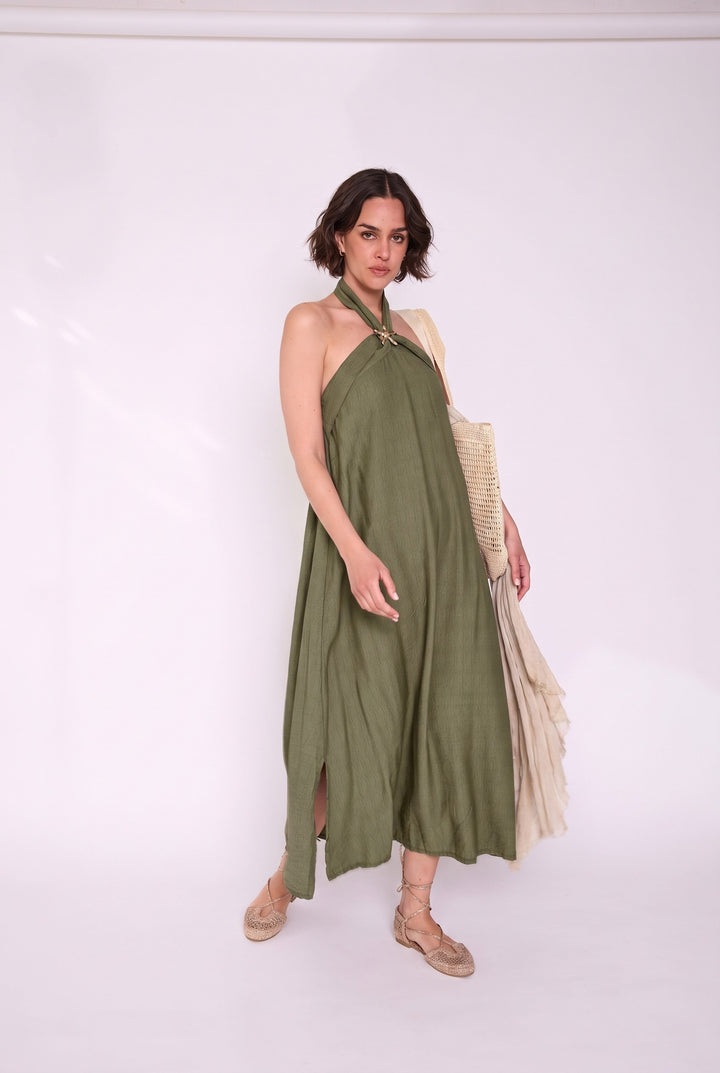 Vestido Frida verde militar